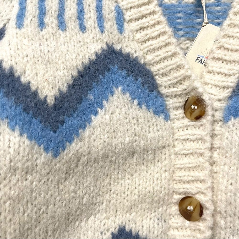 NWT FAHERTY Icelyn Alpaca Fairisle Cardigan in Frosty Fairisle M - Picture 3 of 10